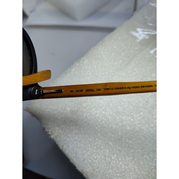 SOLO Peru Women's Sunglass Black And Bamboo Wood Temples Cat Eyes 50-21-140 - Picture 8 of 11